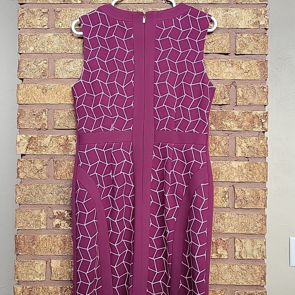 JM Collection Women's Purple Geometric Knee-Length Sheath Dress Size 8 - Picture 11 of 12